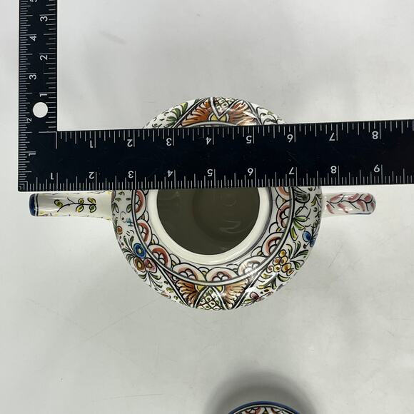 Ceramicas de Coimbra Hand Painted Portugal Floral Teapot 6.5"x9" Folk Art Glazed - Picture 9 of 11